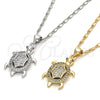 Oro Laminado Pendant Necklace, Gold Filled Style Turtle Design, with Garnet Cubic Zirconia and White Micro Pave, Polished, Golden Finish, 04.156.0149.20 (02 MM Thickness, 20 Inches Length)