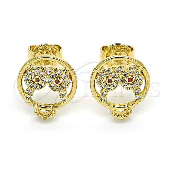 Gold Filled Ring — Stud Earring Owl Design with Garnet and White — alternate product view — SKU 122157 | Oro Laminado anillo — Stud Earring Owl diseño with Garnet and blanco — SKU 122157