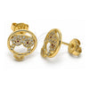 Oro Laminado Stud Earring, Gold Filled Style Owl Design, with Garnet and White Cubic Zirconia, Polished, Golden Finish, 02.156.0294
