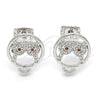 Rhodium Gold Filled Stud Earring, Owl Design, with Garnet and White Cubic Zirconia, Polished, Rhodium Finish, 02.156.0294.1