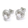 Rhodium Gold Filled Stud Earring, Owl Design, with Garnet and White Cubic Zirconia, Polished, Rhodium Finish, 02.156.0294.1