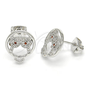 White Gold Filled Ring — Stud Earring Owl Design with Garnet and White — main product view — SKU 122158 | Oro Laminado Blanco anillo — Stud Earring Owl diseño with Garnet and blanco — SKU 122158