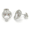Rhodium Gold Filled Stud Earring, Owl Design, with Garnet and White Cubic Zirconia, Polished, Rhodium Finish, 02.156.0294.1