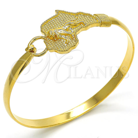 Oro Laminado Individual Bangle, Gold Filled Style Lion Design, Polished, Golden Finish, 07.192.0031.04 (05 MM Thickness, Size 4 (2.25 Diameter))