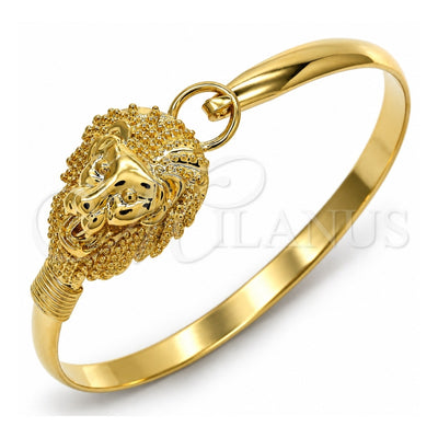 Oro Laminado Individual Bangle, Gold Filled Style Lion Design, Polished, Golden Finish, 07.192.0033.04 (05 MM Thickness, Size 4 (2.25 Diameter))