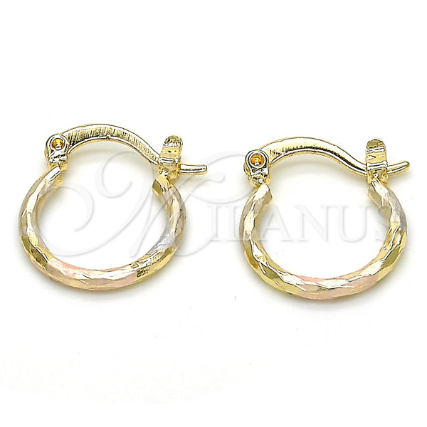 Oro Laminado Small Hoop, Gold Filled Style Diamond Cutting Finish, Tricolor, 02.96.0079.2.15
