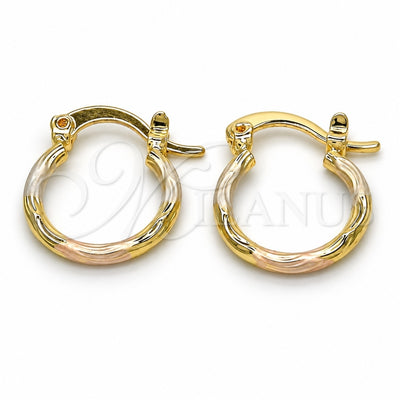 Oro Laminado Small Hoop, Gold Filled Style Diamond Cutting Finish, Tricolor, 02.96.0080.2.15