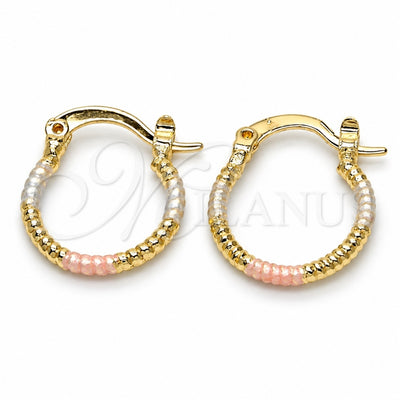 Oro Laminado Small Hoop, Gold Filled Style Diamond Cutting Finish, Tricolor, 02.96.0083.2.15