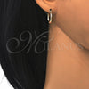 Oro Laminado Small Hoop, Gold Filled Style Diamond Cutting Finish, Tricolor, 02.96.0084.2.15
