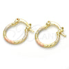Oro Laminado Small Hoop, Gold Filled Style Diamond Cutting Finish, Tricolor, 02.96.0084.2.15