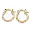 Oro Laminado Small Hoop, Gold Filled Style Diamond Cutting Finish, Tricolor, 02.96.0084.2.15