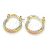 Oro Laminado Small Hoop, Gold Filled Style Diamond Cutting Finish, Tricolor, 02.96.0086.2.15