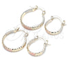 Oro Laminado Small Hoop, Gold Filled Style Diamond Cutting Finish, Tricolor, 02.96.0086.2.15