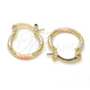 Oro Laminado Small Hoop, Gold Filled Style Diamond Cutting Finish, Tricolor, 02.96.0088.2.15