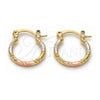 Oro Laminado Small Hoop, Gold Filled Style Diamond Cutting Finish, Tricolor, 02.96.0088.2.15