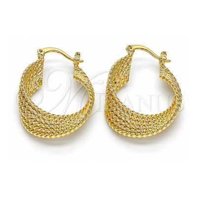Oro Laminado Small Hoop, Gold Filled Style Twist Design, Polished, Golden Finish, 02.170.0239.25