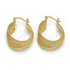 Oro Laminado Small Hoop, Gold Filled Style Twist Design, Polished, Golden Finish, 02.170.0239.25