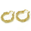 Oro Laminado Medium Hoop, Gold Filled Style Twist Design, Polished, Golden Finish, 02.170.0241.30