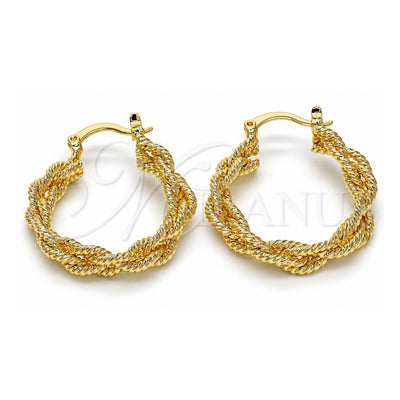 Oro Laminado Medium Hoop, Gold Filled Style Twist Design, Polished, Golden Finish, 02.170.0241.30
