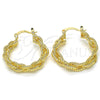 Oro Laminado Medium Hoop, Gold Filled Style Twist Design, Polished, Golden Finish, 02.170.0241.30