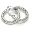Rhodium Plated Small Hoop, Hollow Design, Diamond Cutting Finish, Rhodium Finish, 5.139.027.1.25