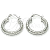 Rhodium Plated Small Hoop, Hollow Design, Diamond Cutting Finish, Rhodium Finish, 5.139.027.1.25