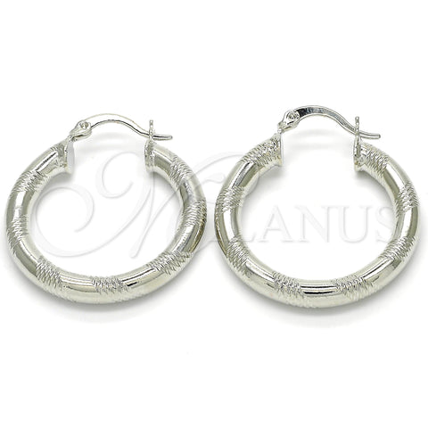 Rhodium Gold Filled Medium Hoop, Diamond Cutting Finish, Rhodium Finish, 5.138.008.1.30