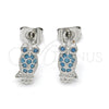 Rhodium Gold Filled Stud Earring, Owl Design, with Turquoise Cubic Zirconia, Polished, Rhodium Finish, 02.313.0002.1