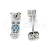 Rhodium Gold Filled Stud Earring, Owl Design, with Turquoise Cubic Zirconia, Polished, Rhodium Finish, 02.313.0002.1