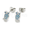 Rhodium Gold Filled Stud Earring, Owl Design, with Turquoise Cubic Zirconia, Polished, Rhodium Finish, 02.313.0002.1