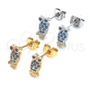 Rhodium Gold Filled Stud Earring, Owl Design, with Turquoise Cubic Zirconia, Polished, Rhodium Finish, 02.313.0002.1