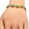 Oro Laminado Fancy Bracelet, Gold Filled Style Flower Design, Polished, Golden Finish, 03.169.0003.08 (10 MM Thickness, 8 Inches Length)