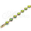 Oro Laminado Fancy Bracelet, Gold Filled Style Flower Design, Polished, Golden Finish, 03.169.0003.08 (10 MM Thickness, 8 Inches Length)