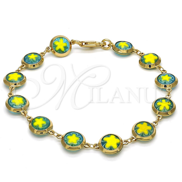 Gold Filled Bracelet — Fancy Bracelet Flower Design Polished 03. 10 MM — main product view — SKU 122282 | Oro Laminado brazalete — elegante Bracelet flor diseño pulido 03. 10 MM — SKU 122282