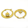 Stainless Steel Small Hoop, Elephant Design, with White Cubic Zirconia, Polished, Golden Finish, 02.244.0010.25