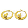 Stainless Steel Small Hoop, Elephant Design, with White Cubic Zirconia, Polished, Golden Finish, 02.244.0010.25