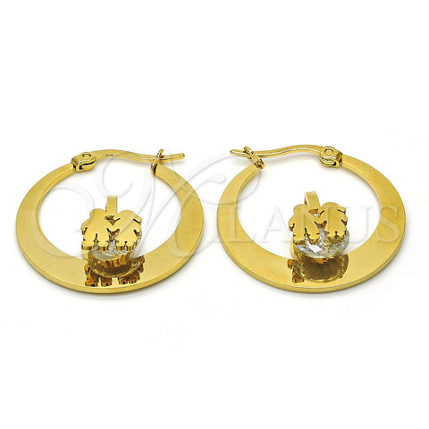 Stainless Steel Small Hoop, Little Boy and Little Girl Design, with White Cubic Zirconia, Polished, Golden Finish, 02.244.0011.25