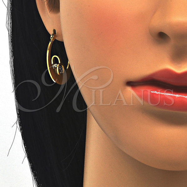 Stainless Steel Hoop Earrings — Small Hoop with White Cubic Zirconia Polished 02. — alternate product view — SKU 122303 | Acero Inoxidable aretes de aro — Small Hoop with blanco Cubic Zirconia pulido 02. — SKU 122303