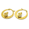 Stainless Steel Small Hoop, with White Cubic Zirconia, Polished, Golden Finish, 02.244.0012.25