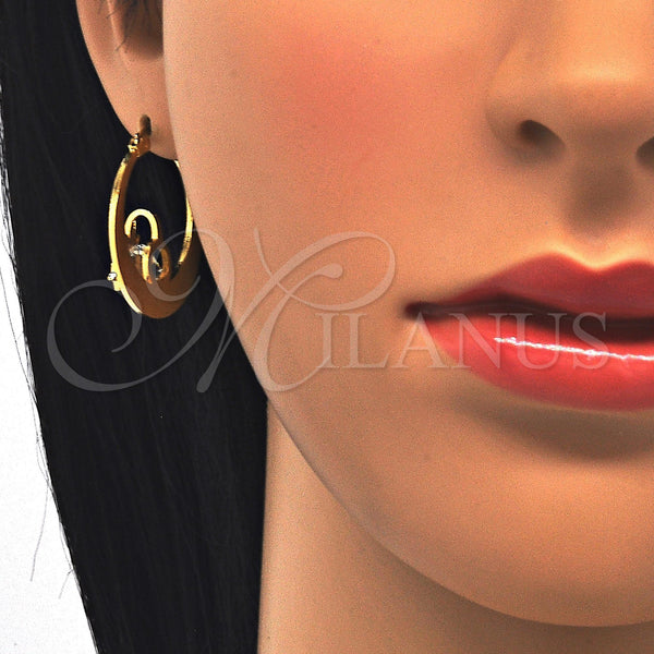 Stainless Steel Hoop Earrings — Small Hoop Star Design with White Cubic Zirconia — alternate product view — SKU 122304 | Acero Inoxidable aretes de aro — Small Hoop estrella diseño with blanco Cubic Zirconia — SKU 122304