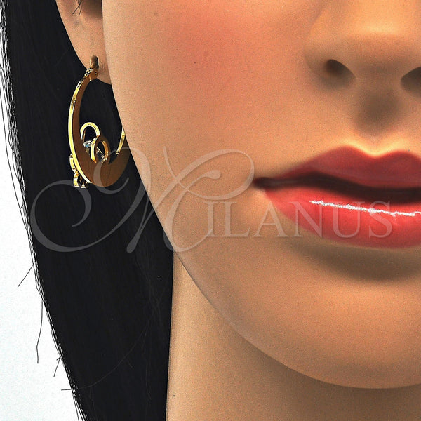 Stainless Steel Hoop Earrings — Small Hoop Butterfly Design with White Cubic Zirconia — alternate product view — SKU 122305 | Acero Inoxidable aretes de aro — Small Hoop Butterfly diseño with blanco Cubic Zirconia — SKU 122305
