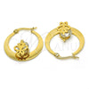 Stainless Steel Small Hoop, Butterfly Design, with White Cubic Zirconia, Polished, Golden Finish, 02.244.0014.25