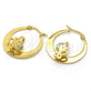 Stainless Steel Small Hoop, Butterfly Design, with White Cubic Zirconia, Polished, Golden Finish, 02.244.0014.25