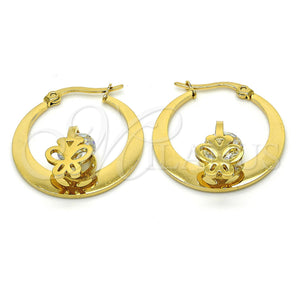 Stainless Steel Hoop Earrings — Small Hoop Butterfly Design with White Cubic Zirconia — main product view — SKU 122305 | Acero Inoxidable aretes de aro — Small Hoop Butterfly diseño with blanco Cubic Zirconia — SKU 122305