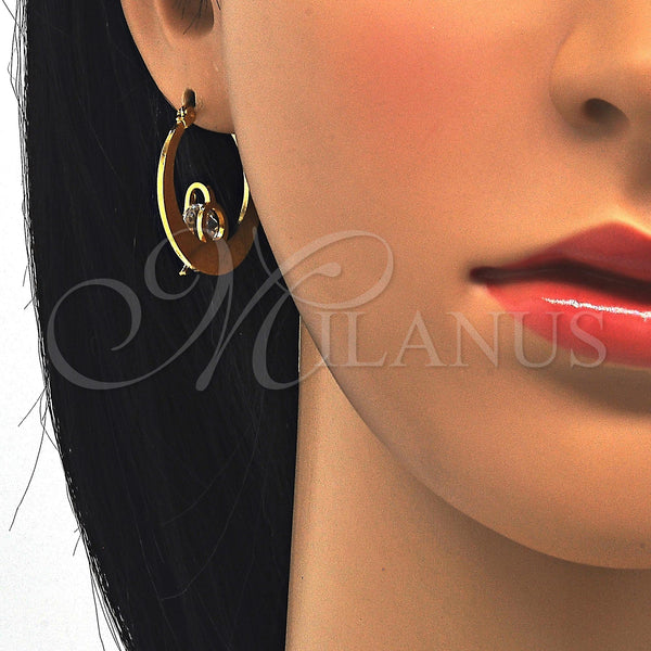 Stainless Steel Hoop Earrings — Small Hoop Dragon-Fly Design with White Cubic Zirconia — alternate product view — SKU 122306 | Acero Inoxidable aretes de aro — Small Hoop Dragon-Fly diseño with blanco Cubic Zirconia — SKU 122306