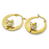 Stainless Steel Small Hoop, Dragon-Fly Design, with White Cubic Zirconia, Polished, Golden Finish, 02.244.0015.25