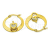 Stainless Steel Small Hoop, Heart Design, with White Cubic Zirconia, Polished, Golden Finish, 02.244.0016.25