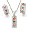 Rhodium Gold Filled Earring and Pendant Adult Set, with Garnet and White Cubic Zirconia, Polished, Rhodium Finish, 10.210.0058.8