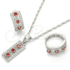 Rhodium Gold Filled Earring and Pendant Adult Set, with Garnet and White Cubic Zirconia, Polished, Rhodium Finish, 10.210.0058.8