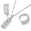 Rhodium Gold Filled Earring and Pendant Adult Set, with Pink and White Cubic Zirconia, Polished, Rhodium Finish, 10.210.0058.10